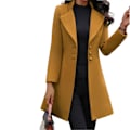 Miniatyrbild 1 av 5: Pea Coats för kvinnor Knäppningsdräkt Ytterkläder med skårade kavajkläder för formellt arbete Yellow M