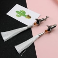 Miniatyrbild 2 av 5: Genshin Impact Zhongli Långt örhänge för kvinnor Unik tofsörhängedekor White C ear clip