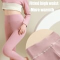 Miniatyrbild 2 av 5: Thermal för kvinnor, rundhalsad fleecefodrade toppar Varma långa jackor med hög midja, baslager för damer Vinterkläder Soft Lounge Wear Pink M