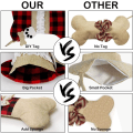 Miniatyrbilde 3 av 5: 2 stk. Julestrømper til kjæledyr, Burlap Plaid Stor Bein Form Kjæledyrstrømper, Klassiske hengende strømper for juledekorasjoner