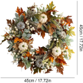 Miniatyrbild 4 av 5: Höstkrans för ytterdörr | 45 cm/18 tum höstkrans, höstdekorationer för hem | Konstgjorda höstkransar med lönnlöv, pumpor och bär