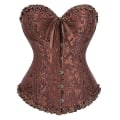 Miniatyrbilde 1 av 5: Sexy kvinner Bustier Korsett Blomstrete snøring Korsett Topp benet waist trainer Undertøy Overbust Korsetter Body Shaper Plus Size, brun XXXL