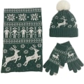 Miniatyrbild 1 av 4: 3 st Hatt Halsduk Handske Vinter Jul Varmare Halsdukar Stickade mössor Älgmönster Halsduk Kvinnor Män Tjocka Mjuk Halsduk Set Unisex