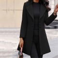 Miniatyrbild 5 av 5: Pea Coats för kvinnor Knäppningsdräkt Ytterkläder med skårade kavajkläder för formellt arbete Black L