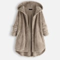 Miniatyrbillede 1 af 5: Dame Dobbelt Varm Hætte Frakke Lang Pels Cardigan Overtøj Jakke Khaki 8XL