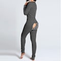 Miniatyrbild 3 av 4: Butt Flap Underkläder Jumpsuit Dam Onesie Pyjamas Back Button-dow B varm rosa Xxxl