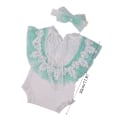 Miniatyrbillede 5 af 8: Nyfødt fotorekvisit Bowknot Pandebånd & Blonde Jumpsuit Baby Tøj Hovedbeklædning Ærmeløs Romper til nyfødte
