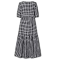 Miniatyrbillede 4 af 4: Dame sommerplaid Puffy kortærmet midikjole Black,M