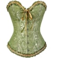 Miniatyrbilde 3 av 5: Sexy kvinner Bustier Korsett Blomstrete snøring Korsett Topp benet waist trainer Undertøy Overbust Korsetter Body Shaper Plus Size, brun L
