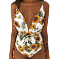 Miniatyrbillede 1 af 11: Kvinder V-hals Udskåret Bikini Multi-Way Bandage Monokini Boho Blomster Badedragt 1 L