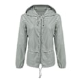 Miniatyrbild 5 av 5: Dam lättviktsregnkappa Utomhus Bärbar Vattentät Hoodie Dragkedja Regnjacka För L C
