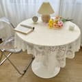 Spetsduk - Rund 90x90 Spetsduk Bohemisk Elegant Blomdesign Bröllop Spetsduk Rektangulär Borstad Duk