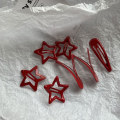 Miniatyrbild 2 av 11: Röd lycklig röd femuddig stjärna hårklämma elegant Q6H7 ▲ redA Star