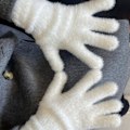 Miniatyrbild 7 av 11: 2x Mink Sammet Tjocka Handskar Fluffiga Päls Helfingerhandskar Vantar Varma Gl`AU. khaki One size