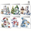 Miniatyrbild 7 av 11: 6 st Diamantmålning Julkort med Kuvert, Snöman Santa Claus 6pcs