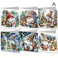 Miniatyrbild 6 av 11: 6 st Diamantmålning Julkort med Kuvert, Snöman Snowman 6pcs