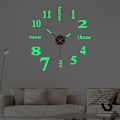 Miniatyrbild 4 av 11: Luminous 3D väggklocka självhäftande stansfri hängande klocka DI Black 1pcs