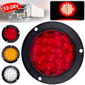 Miniatyrbild 3 av 11: 4 tum 16 LED Bakljus Bromsljus Rund Bakre Lampa Blinkers Stopp Varningsljus Backljus För U2Y7 Yellow One size 2pcs