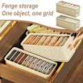 Miniatyrbild 3 av 11: Underkläder Förvaringslåda Organizer Avdelare Vikbar Garderob Förvaring Strumpor Underkläder. beigeA 7 grids