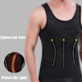 Miniatyrbild 5 av 11: Herr Slimmande Stretchig Shapewear Väst Skjorta Sport Kompression white L