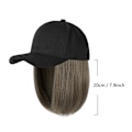 Miniatyrbild 9 av 11: Syntetisk hatt med peruk Kort rak Bob-peruk Baseboll Värmebeständig light brown wig black hat