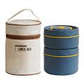 Miniatyrbild 11 av 11: Rund Bärbar Isolerad Lunchbox Termisk Väska för Lunch Picknick coffee color 600ml 1pcs