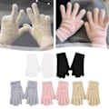 Miniatyrbild 9 av 11: 2x Mink Sammet Tjocka Handskar Fluffiga Päls Helfingerhandskar Vantar Varma Gl`AU. khaki One size