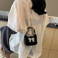 Miniatyrbild 7 av 11: Dam Bow Tie Handväska Enkel Casual Underarmsväska Crossbody Gray One size