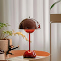 Miniatyrbilde 1 av 5: Sjampinjong Blomsterknopp Oppladbar Led Bordlamper Skrivebord Natt For Soverom Spisestue Touch Nattlys Rød