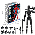 Miniatyrbillede 1 af 4: 3D-printede actionfigurer, multi-artikulær bevægelig robot til spilentusiaster DIY robot-skrivebordsdekoration black