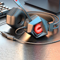 Miniatyrbilde 3 av 4: Kablet spillhodesett hodemonterte hodetelefoner spillhodetelefoner for PC datamaskinstil 3