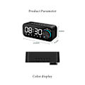 Miniatyrbild 5 av 5: Trådlösa Bluetooth högtalare med spegel LED-skärm, multifunktionell klockhögtalare med nattljus, dubbla larm, USB laddare, för sovrum, hem och resor