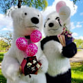 Miniatyrbilde 4 av 6: Oppblåsbar Panda Plysj Maskot Kostyme, Halloween Jumpsuit