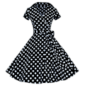 Pikkukuva 1 / 5: Vintage V-aukkoinen boheemi kuplahame Piste iso peplum-mekko dot XL