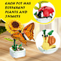 Miniatyrbild 4 av 6: Blomsterbyggnadsbukettset, Blomsterbyggnadsleksaker, Byggklossar Blomstertegel Leksaker Kreativt Projekt för Hemrum Dekor Jul Födelsedag B