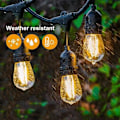 Pikkukuva 3 / 5: Vedenpitävät LED-aurinkokäyttöiset leirivalosarjat - Ripustettavat, himmennettävät vintage Edison -lamput - 16 jalan terassivalot luovat kahvilailmapiirin takapihallesi