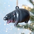 Miniatyrbilde 1 av 5: Søt flodhest Moo Deng 3D Flat Ornament, Flodhest Bakkespeil Biltilbehør, Flodhest Julepynt, Moo Deng Ornament
