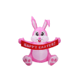 Miniatyrbild 1 av 5: 1,5 M lång påsk uppblåsbar rosa kanin Glad påsk LED-lampor Utomhus semester Spränga upp upplysta reklam uppblåsbara leksaker