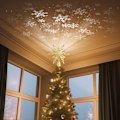 Miniatyrbillede 4 af 5: Juletræstopstjerne, Lys med LED Snefnugsprojektion, 10' Juletræstopstjerne med Indbygget LED Roterende 3D Projektorlys silver