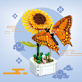 Miniatyrbillede 1 af 6: Blomsterbyggesæt, Blomsterbyggelegetøj, Byggeklodser Blomstermursten Legetøj Kreativt Projekt til Hjemmeværelse Indretning Jul Fødselsdag B