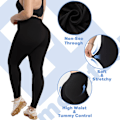 Pikkukuva 3 / 5: Plus Size Legginsit Naisille - Joustavat 2X-Suuret Vatsanohjaus Korkean Vyötärön Spandex-Treeni Mustat Jooga-housut