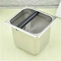 Miniatyrbillede 5 af 5: Rustfrit stål Kaffe Knock Box, Espresso affaldsbeholder, Indbygget beholder 17,5*16*15cm