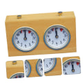 Miniatyrbillede 4 af 5: Retro analog skak-ur Timer - Mekanisk afvikling af skak-ur med store letlæselige urskiver wooden