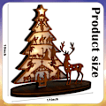 Miniatyrbillede 3 af 5: LED Julekrybbe Bordplade Træ Juletræ Krybbe Scene Lys Op Bord Ornament Sæt Elg til Jul Hjem Dekorationer Gaver