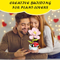 Miniatyrbild 5 av 6: Blomsterbyggnadsbukettset, Blomsterbyggnadsleksaker, Byggklossar Blomstertegel Leksaker Kreativt Projekt för Hemrumsdekor Jul Födelsedag C
