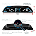 Miniatyrbillede 3 af 3: Digital GPS-speedometer Bil Heads Up-skærm med hastighed Træt kørselsadvarsel Overhastighedsalarm