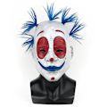 Miniatyrbillede 1 af 5: Funny Clown Latex Masks Cosplay Blue Hair Joker Full Face Hjelm BJ-1