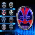 Miniatyrbild 3 av 5: Led Cosplay-mask med programmerbar upplyst ansiktstransformerande mask Uppladdningsbar appkontrollerad props hallowee-fest Bluetooth mask Kids-1200AH Charge
