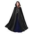 Miniatyrbillede 1 af 5: Witchcraft Black Tie Up Middelalderdragt Halloween-hættekappe Lang Cape U