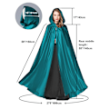 Miniatyrbillede 5 af 5: Witchcraft Teal Tie Up Middelalderkappe Halloween Hættekappe Lang Cape U